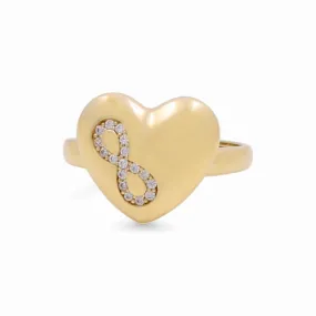 10K Yellow Gold Heart Women's Ring with Infinity / Size: 8 / Weight: 1.8 GR / Y25-214