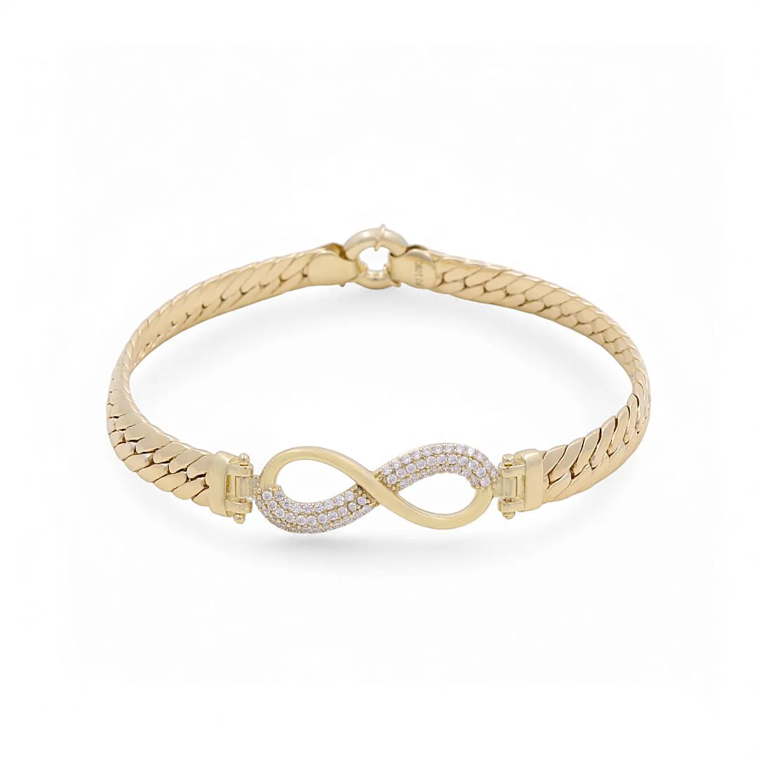 10K Yellow Gold Infinity Women's Bracelet With Cz / Size: 7.5" / Weight: 8.2 GR / DPWB0IF