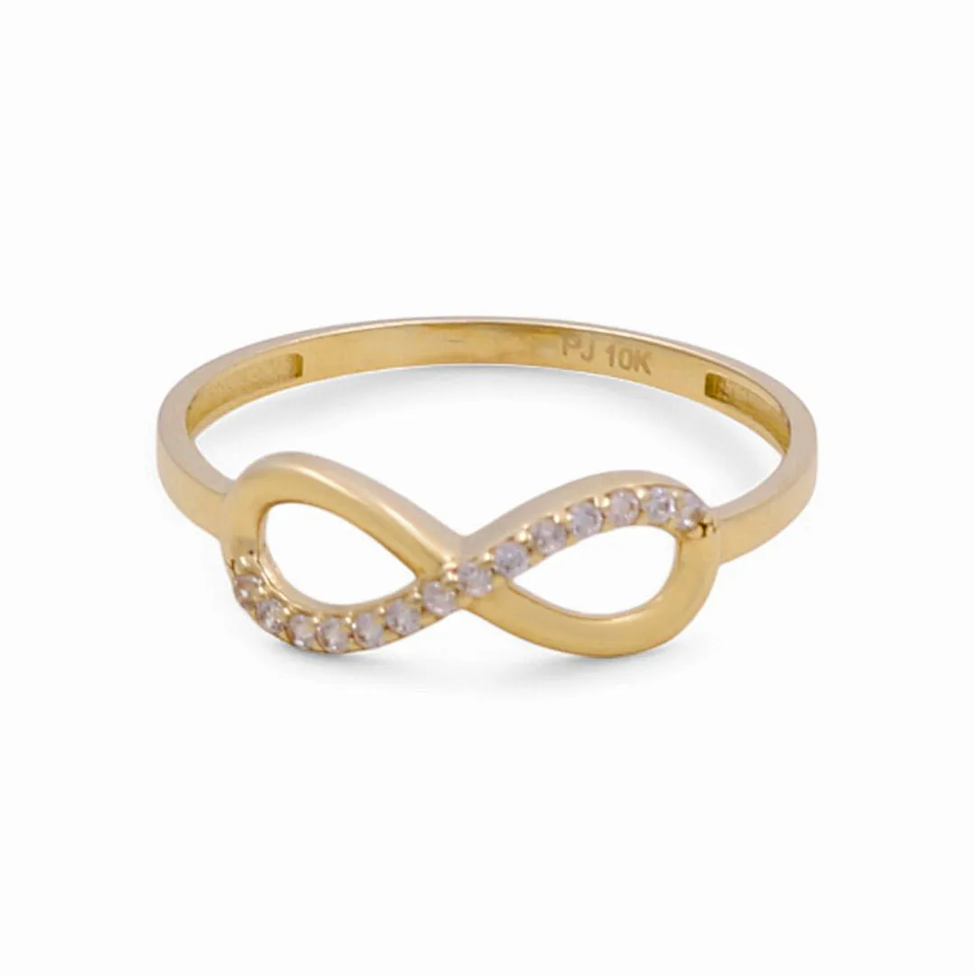 10K Yellow Gold Infinity Women's Ring with CZ / Size: 8 / Weight: 0.9 GR / DPWR0IF