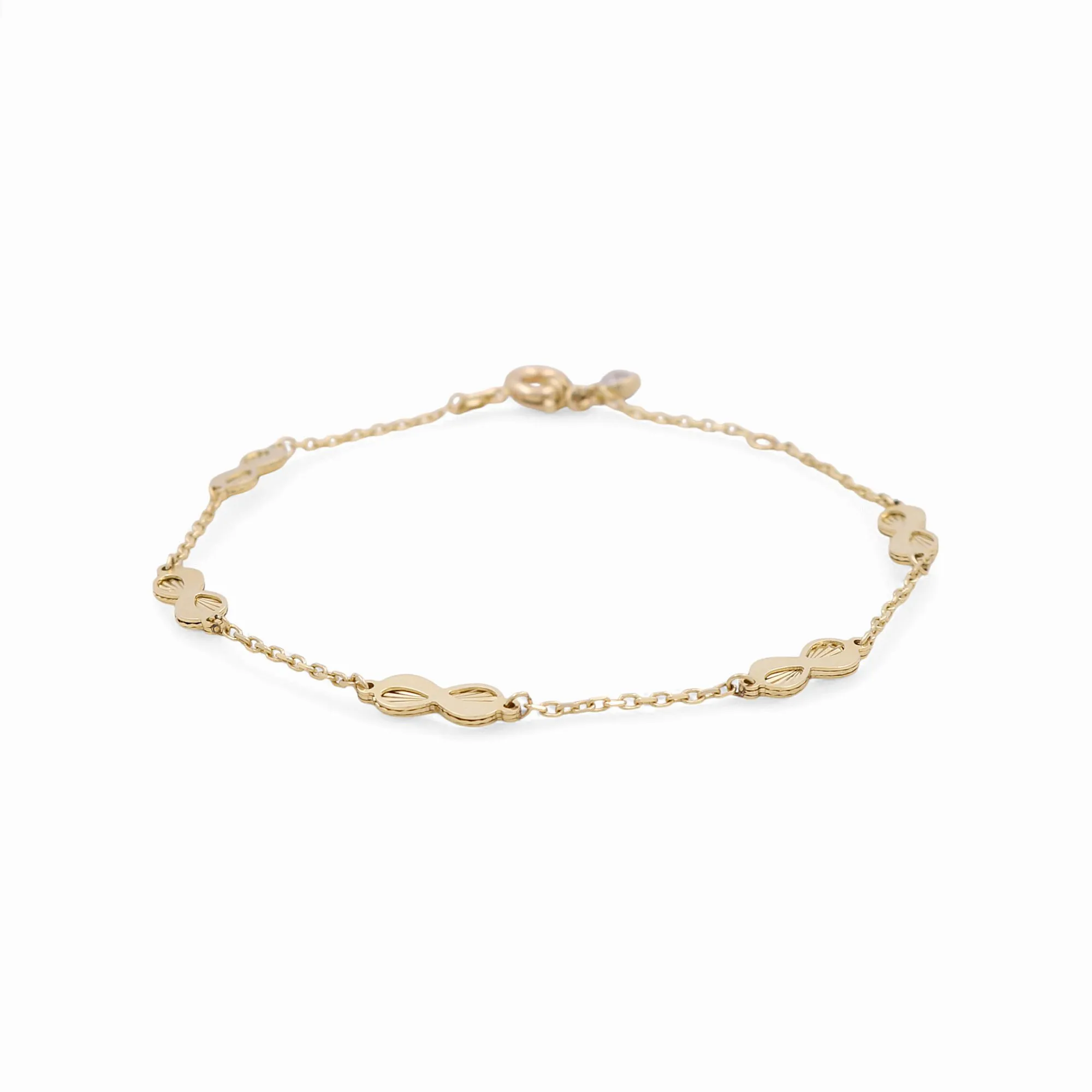 14K Yellow Gold Women's Bracelet with Infinity / Size: 7.5” / Weight: 3.2 GR / DPWB4IF
