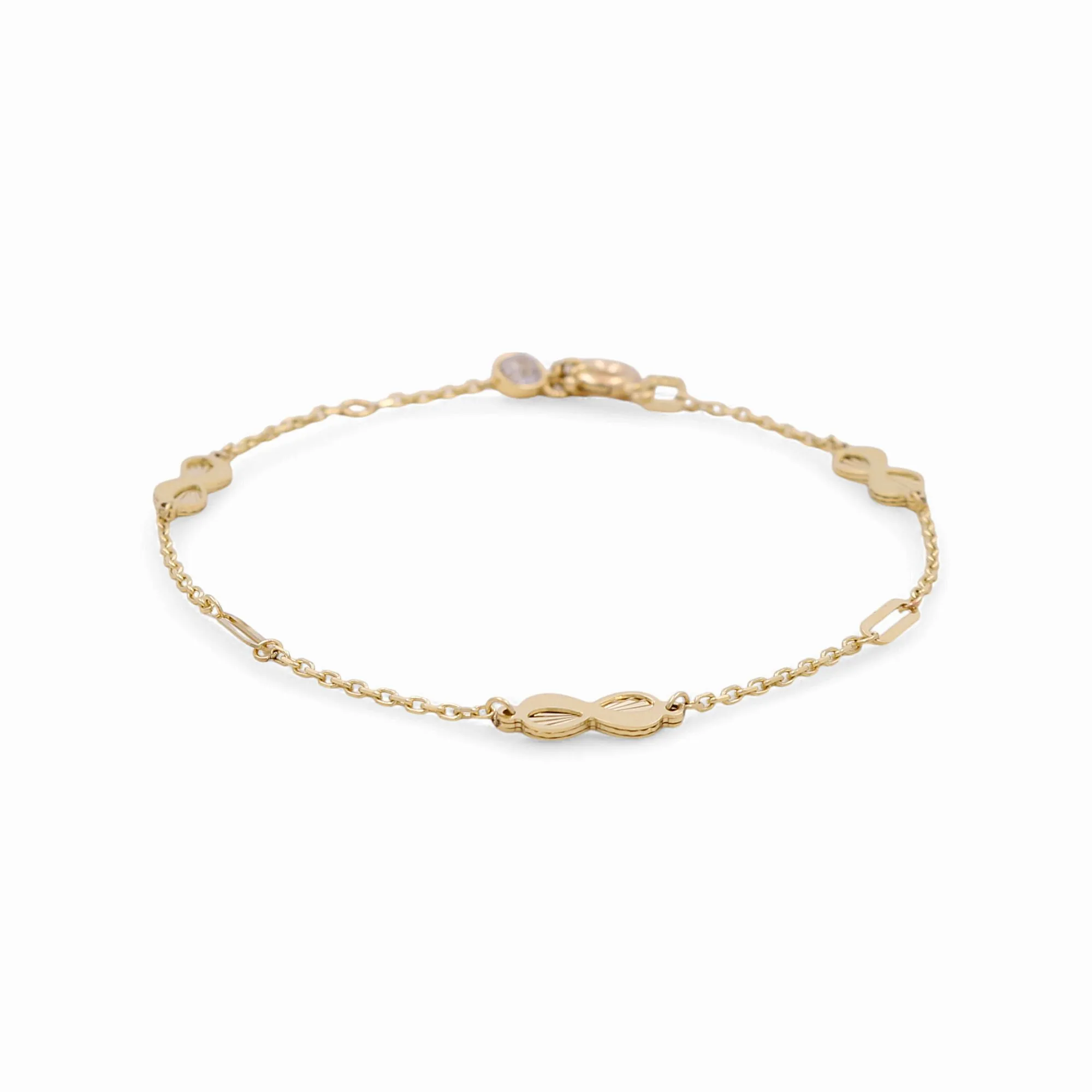 14K Yellow Gold Women's Bracelet with Infinity / Size: 7.5” / Weight: 3.2 GR / DPWB4IF