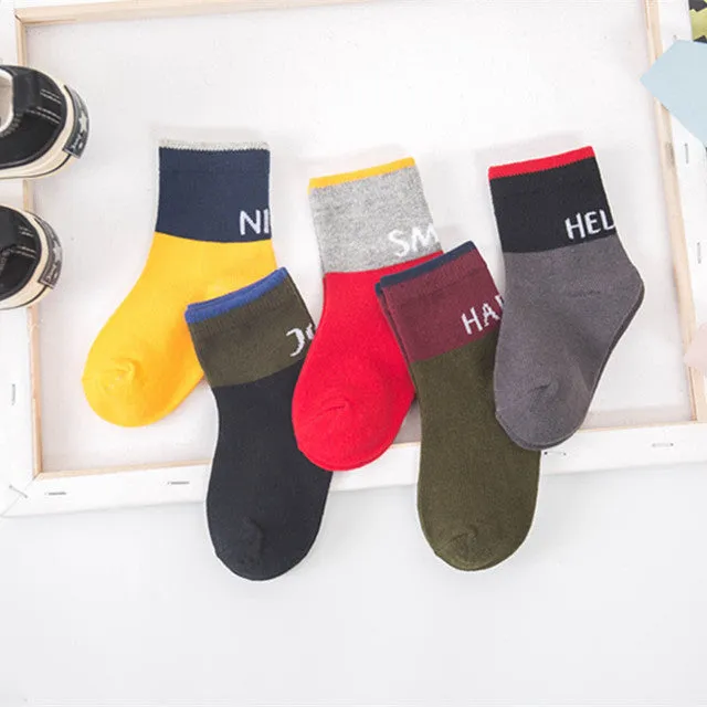 5 Pairs Baby Socks Stars, Stripes and Animal Designs