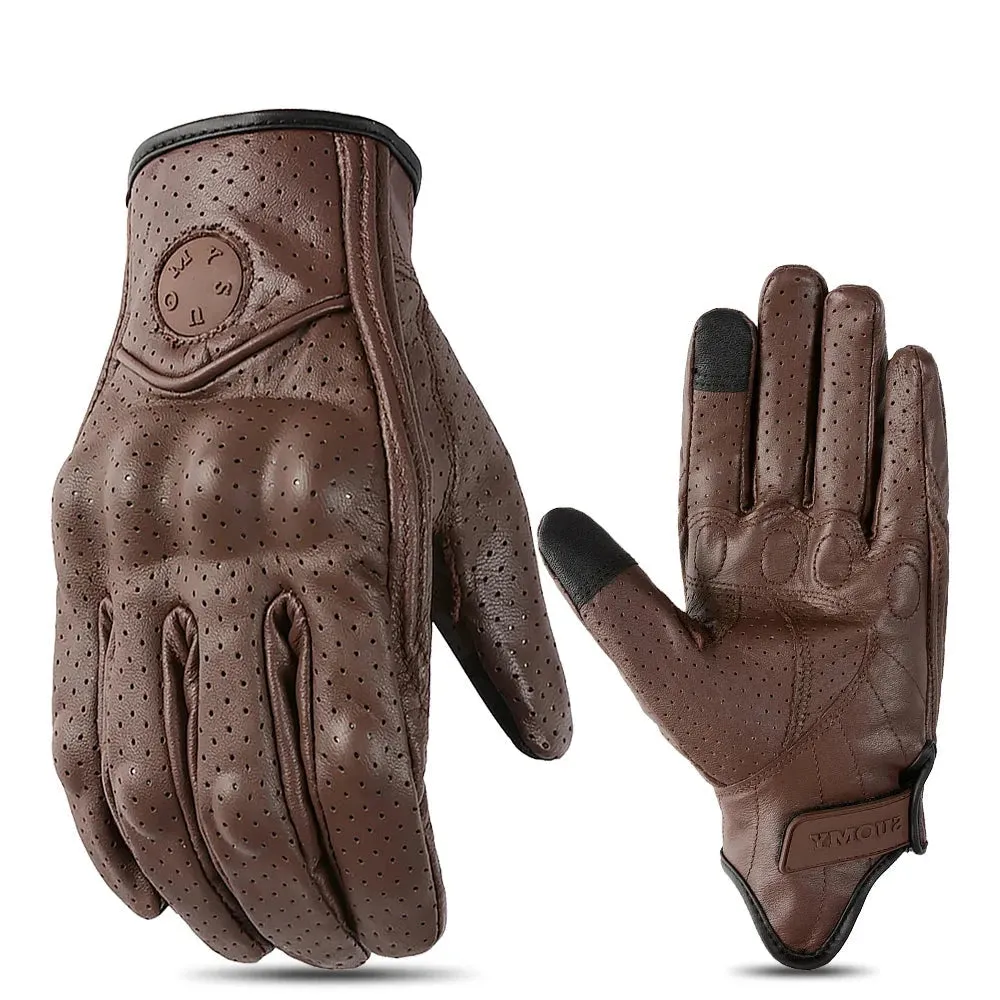 Alr™ Vintage Goatskin Full-Finger Motorcycle Gloves
