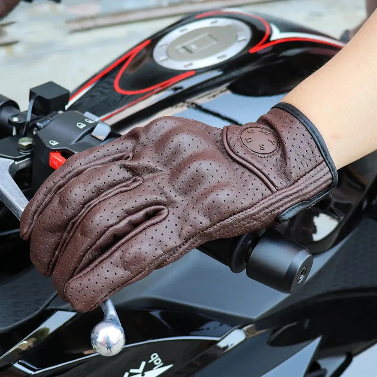 Alr™ Vintage Goatskin Full-Finger Motorcycle Gloves