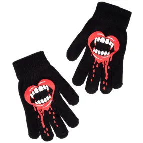 Bite Me Vampire Lips Winter Knit Gloves