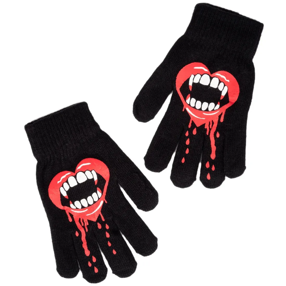 Bite Me Vampire Lips Winter Knit Gloves