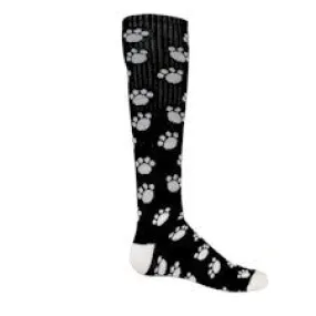 Black and White Paw Prints Athletic Knee High Socks (Medium)