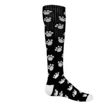 Black and White Paw Prints Athletic Knee High Socks (Medium)
