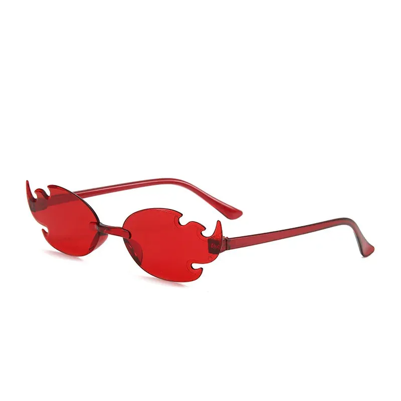 Borderless Body Flame Form Designer Candy Color Hip-Hop Stylish Trendy Sunglasses