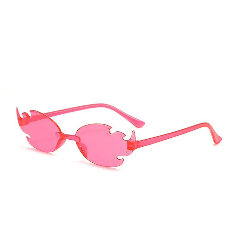 Borderless Body Flame Form Designer Candy Color Hip-Hop Stylish Trendy Sunglasses