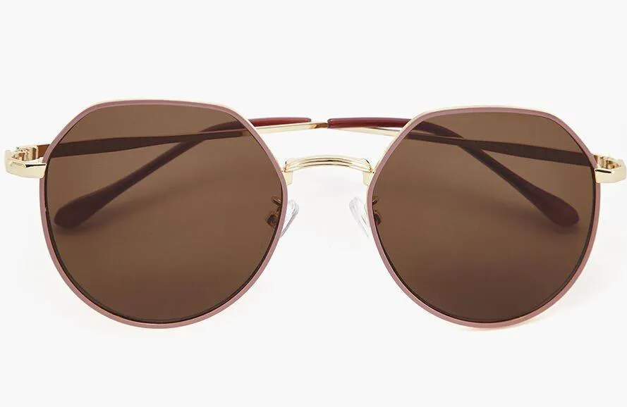 Chic Brown Sunglasses with Metal Frame - UV400 Protection and Stylish Design