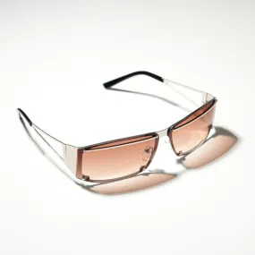 Chokore Hollow Metallic Wrap-around Sunglasses (Brown)