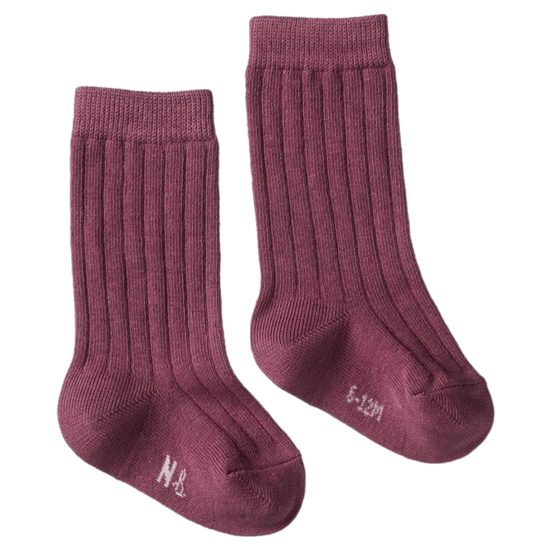 Cotton Rib Socks - Rhubarb