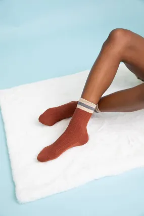 Cozy Retro Color Block Wool Crew Socks - Vintage Style