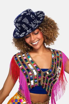 Doodle Boater Hat in Navy