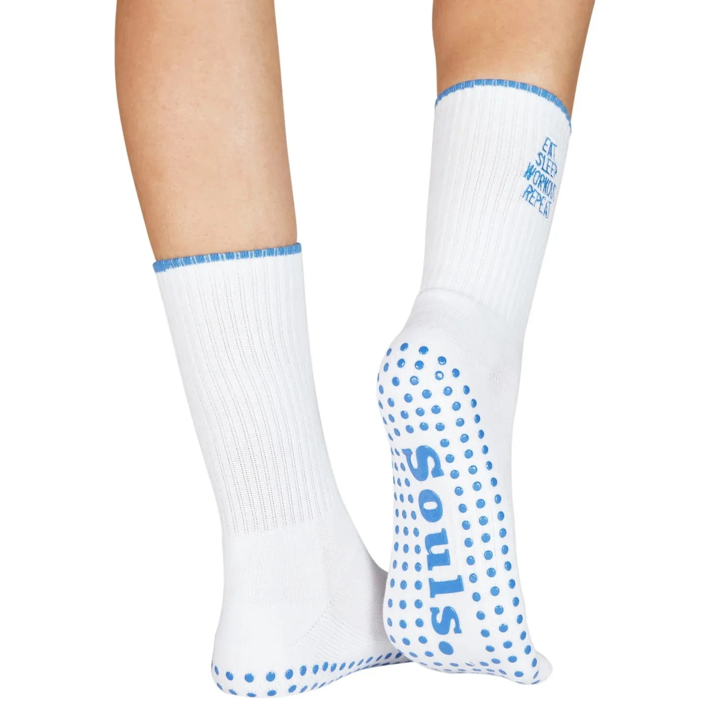 Eat Sleep Workout Repeat - Crew Grip Sock (Barre / Pilates)