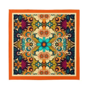 Elegant Scarf, Teal Scarf, Large Square Scarf, Large Scarf, 70s Style Scarf, Boho Scarf, Imitation Silk Scarf, Vintage inspired Floral scarf
