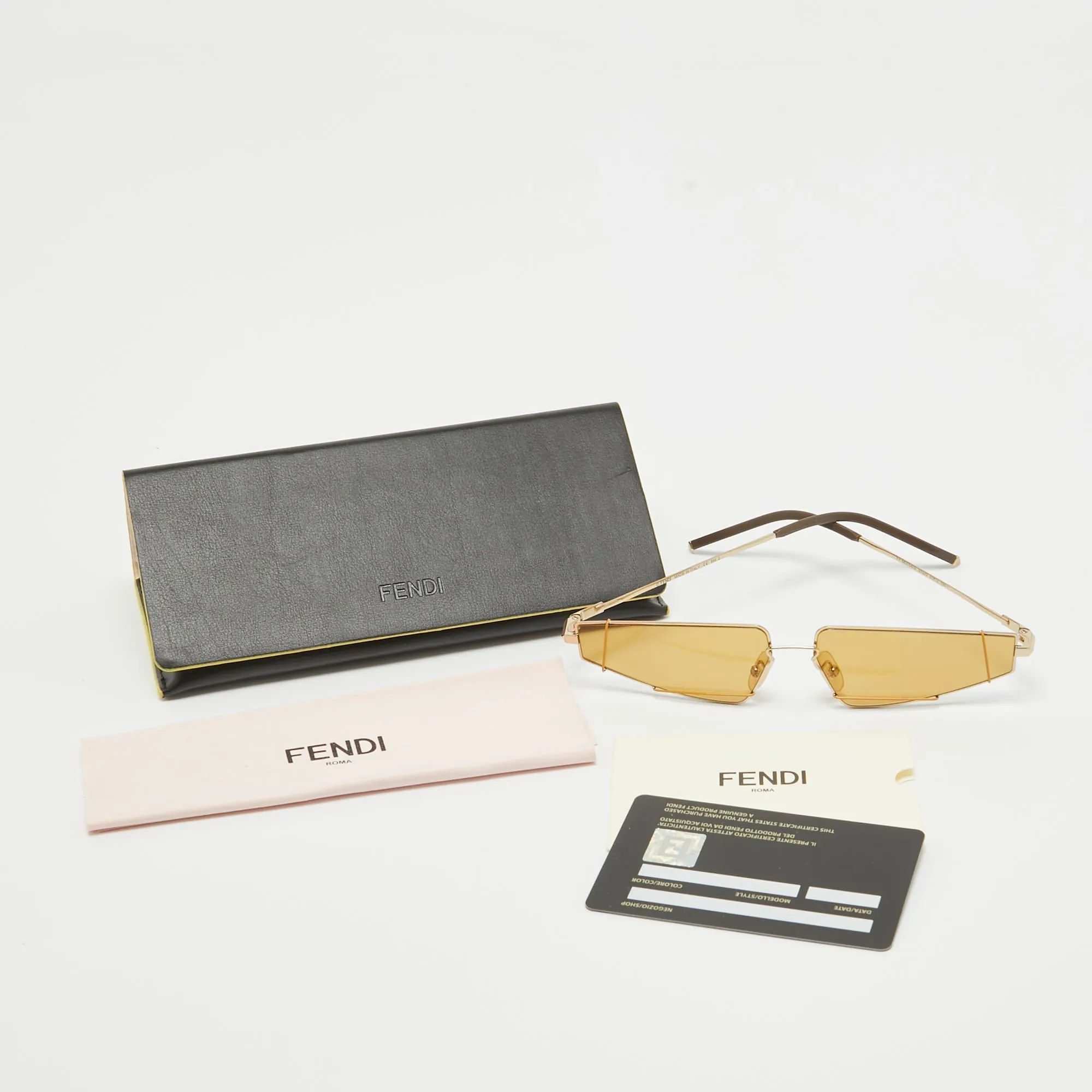 Fendi Yellow Ffm0054/s Geometric Sunglasses