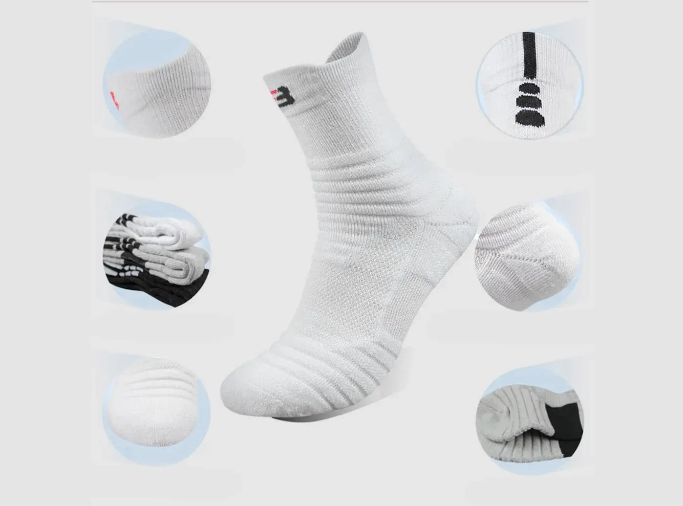 FitVille Men's PowerStride Quarter Socks  5-Pair Bundle