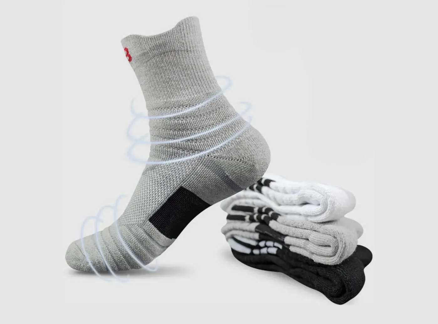 FitVille Men's PowerStride Quarter Socks  5-Pair Bundle