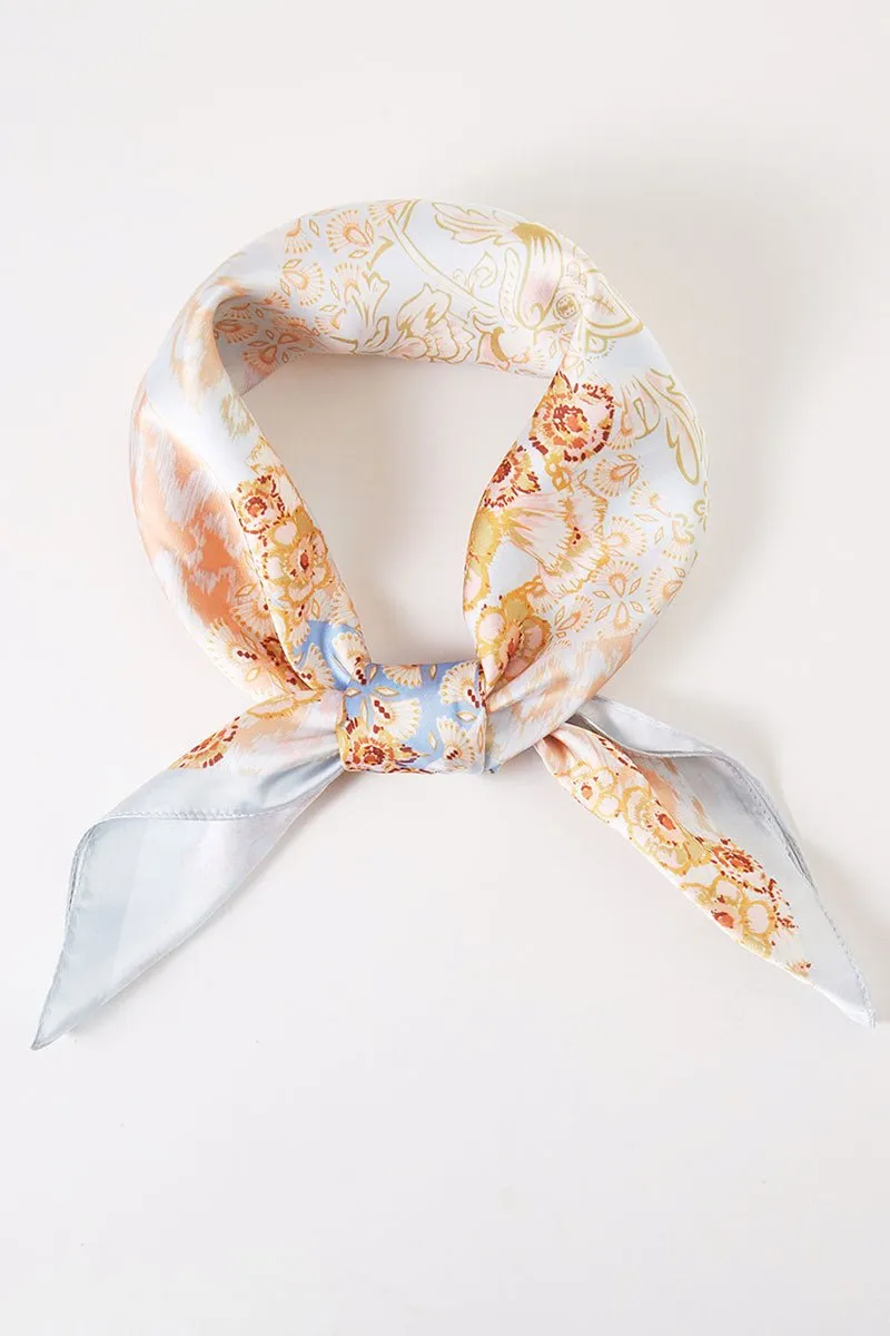 Florence Dream Aqua Square Satin Scarf