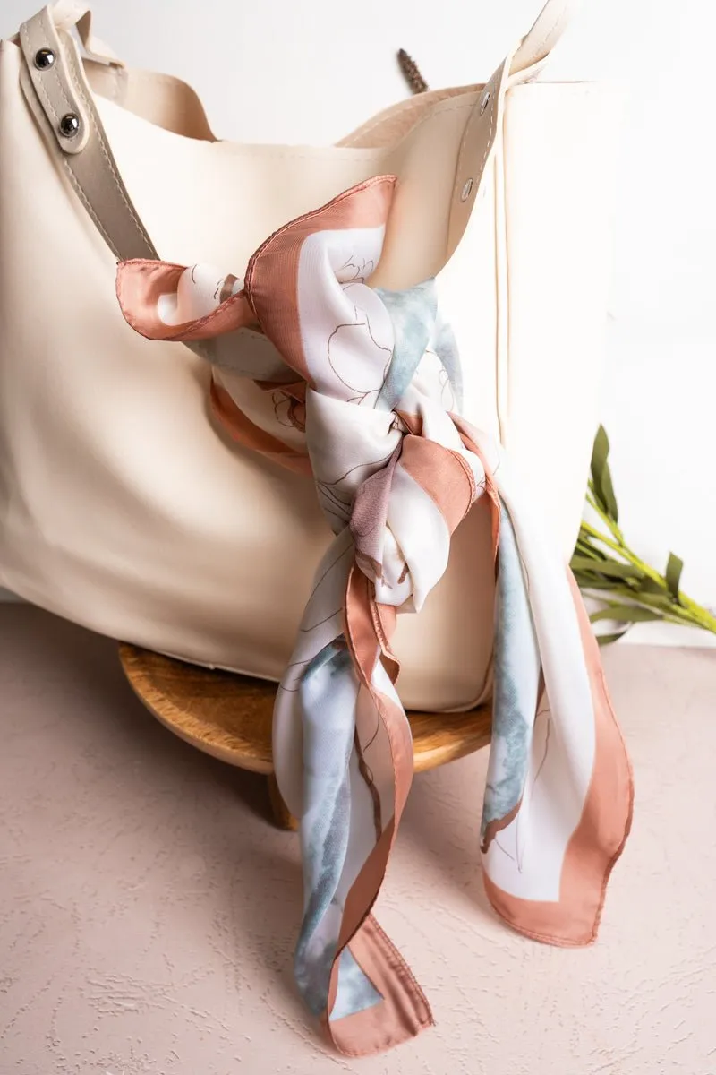 Florence Dream Aqua Square Satin Scarf