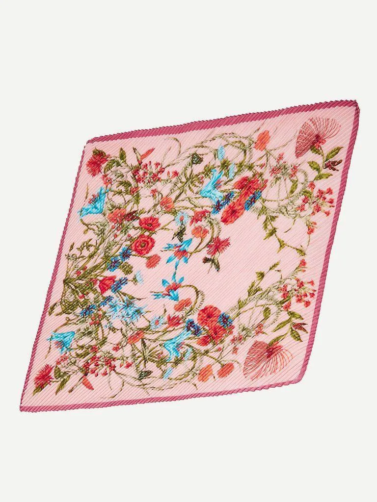 Flower Print Pleated Scarf