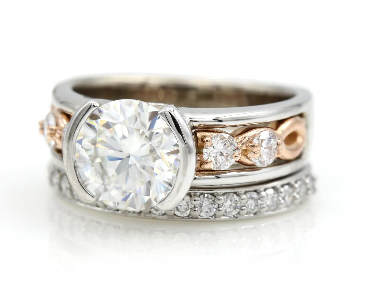 Half Bezel Rose Gold Infinity Diamond Wedding Ring