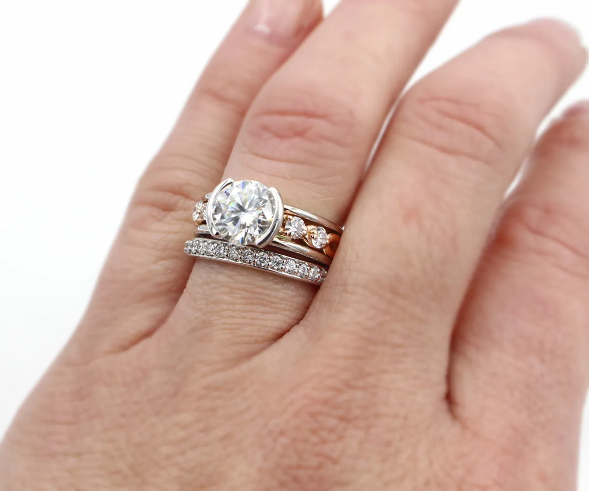 Half Bezel Rose Gold Infinity Diamond Wedding Ring