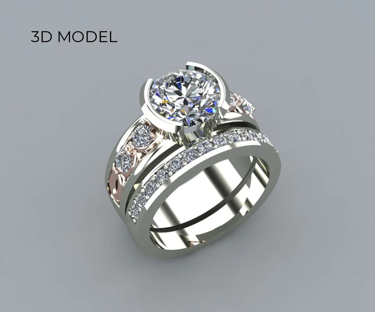 Half Bezel Rose Gold Infinity Diamond Wedding Ring