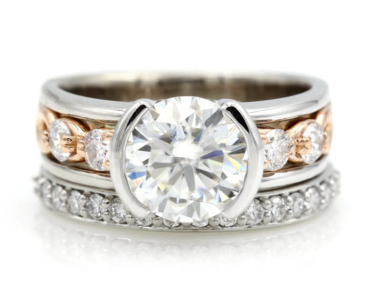 Half Bezel Rose Gold Infinity Diamond Wedding Ring