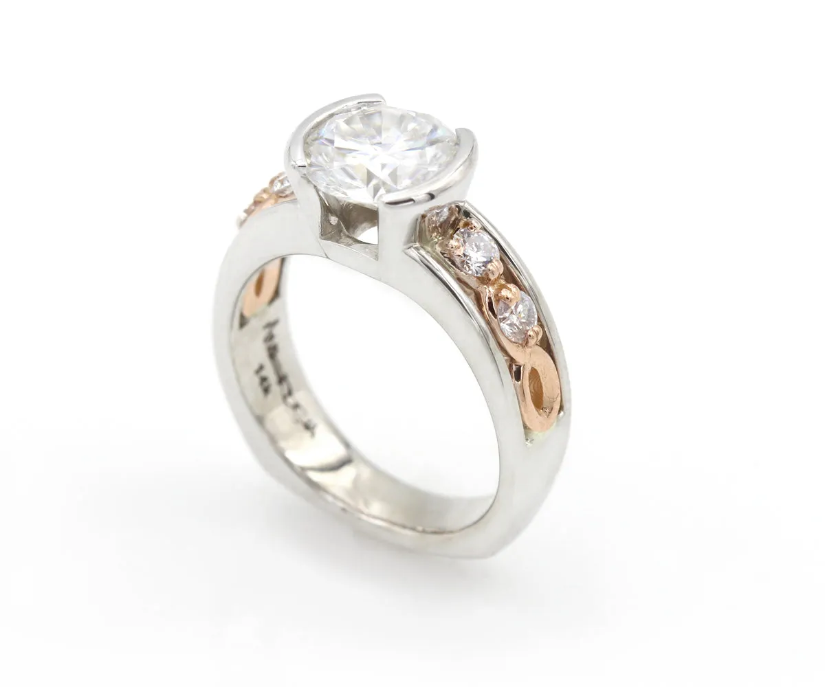 Half Bezel Rose Gold Infinity Diamond Wedding Ring