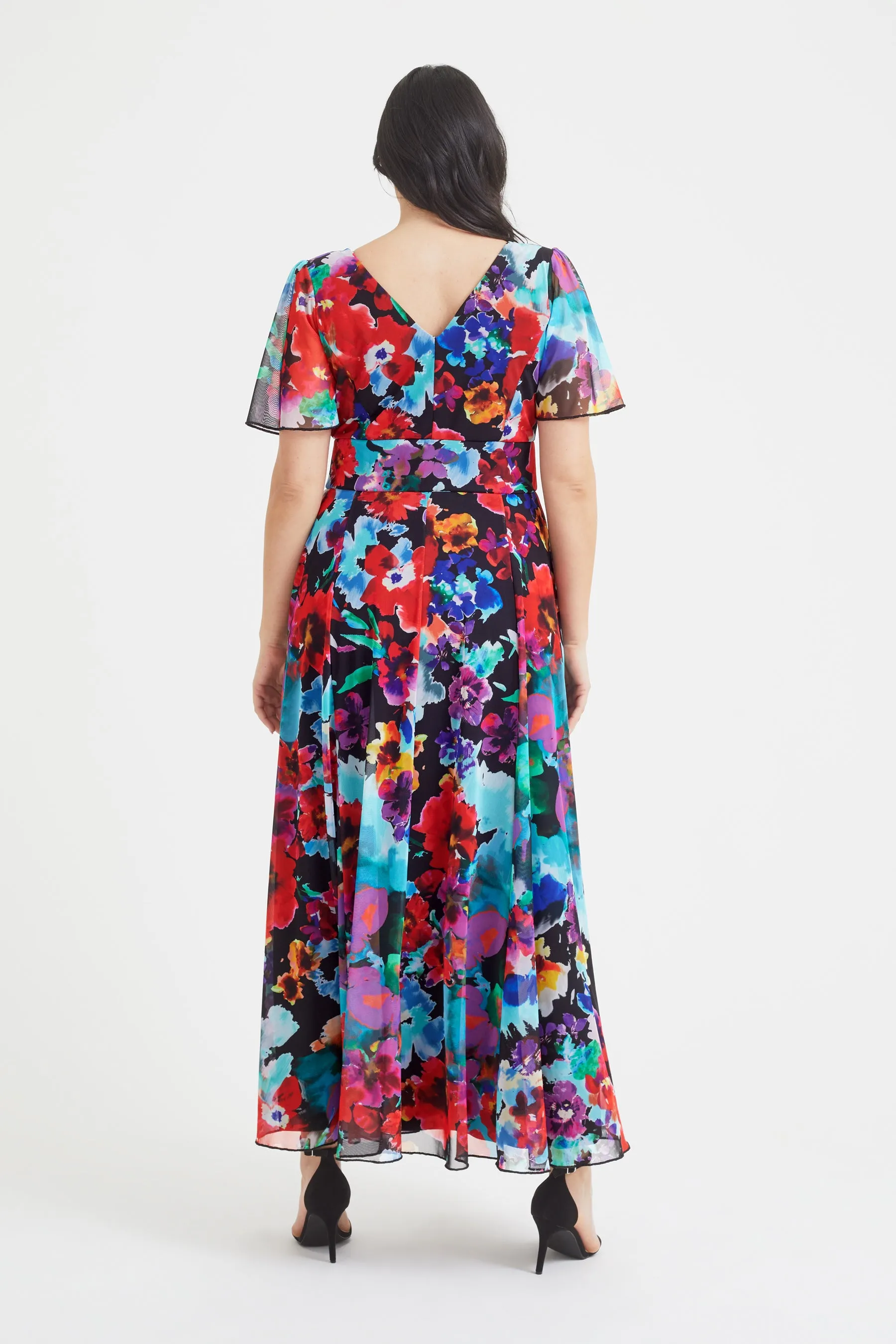 Isabelle Multi Floral Float Sleeve Maxi Dress