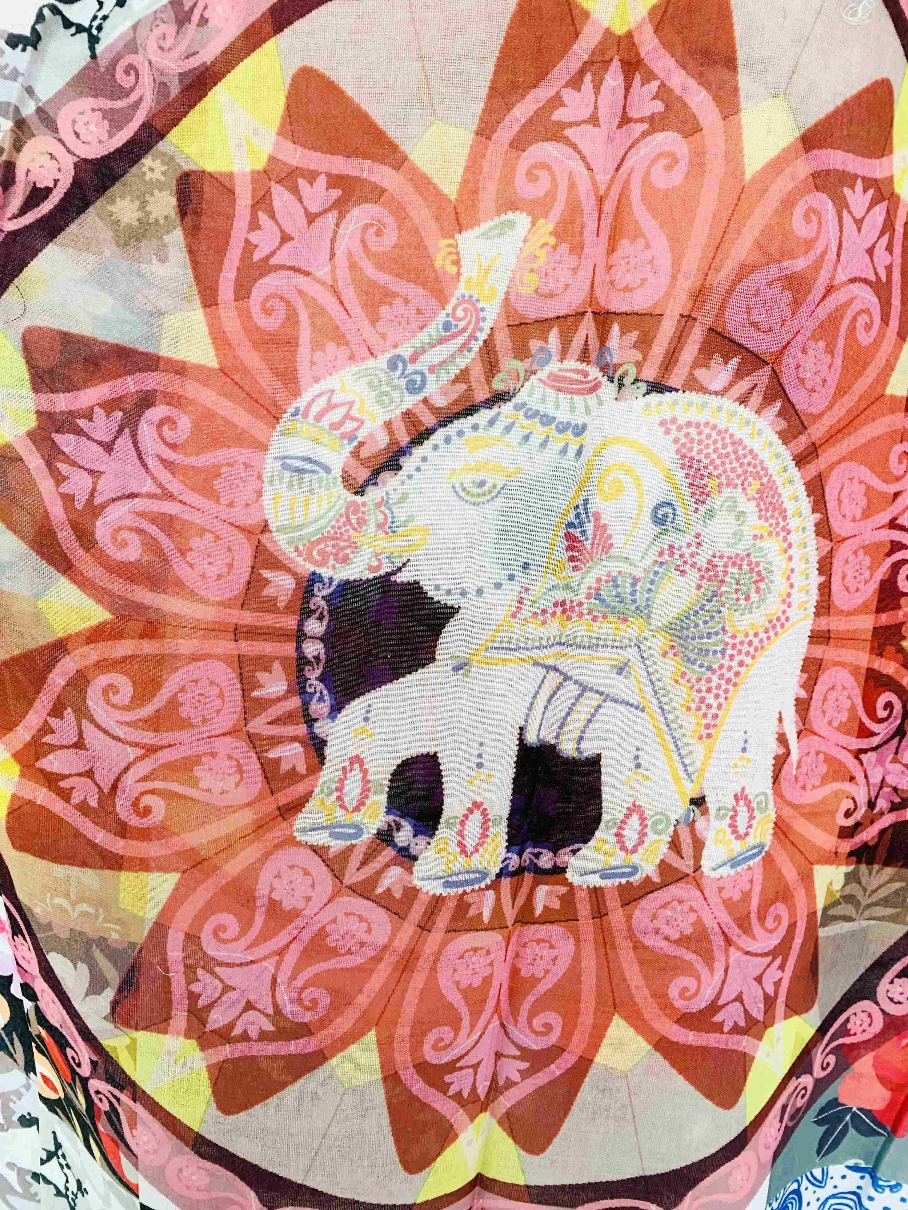 JC021129 Multicolor Elephant Ethnic Scarf
