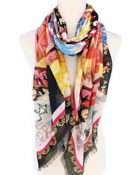 JC021129 Multicolor Elephant Ethnic Scarf