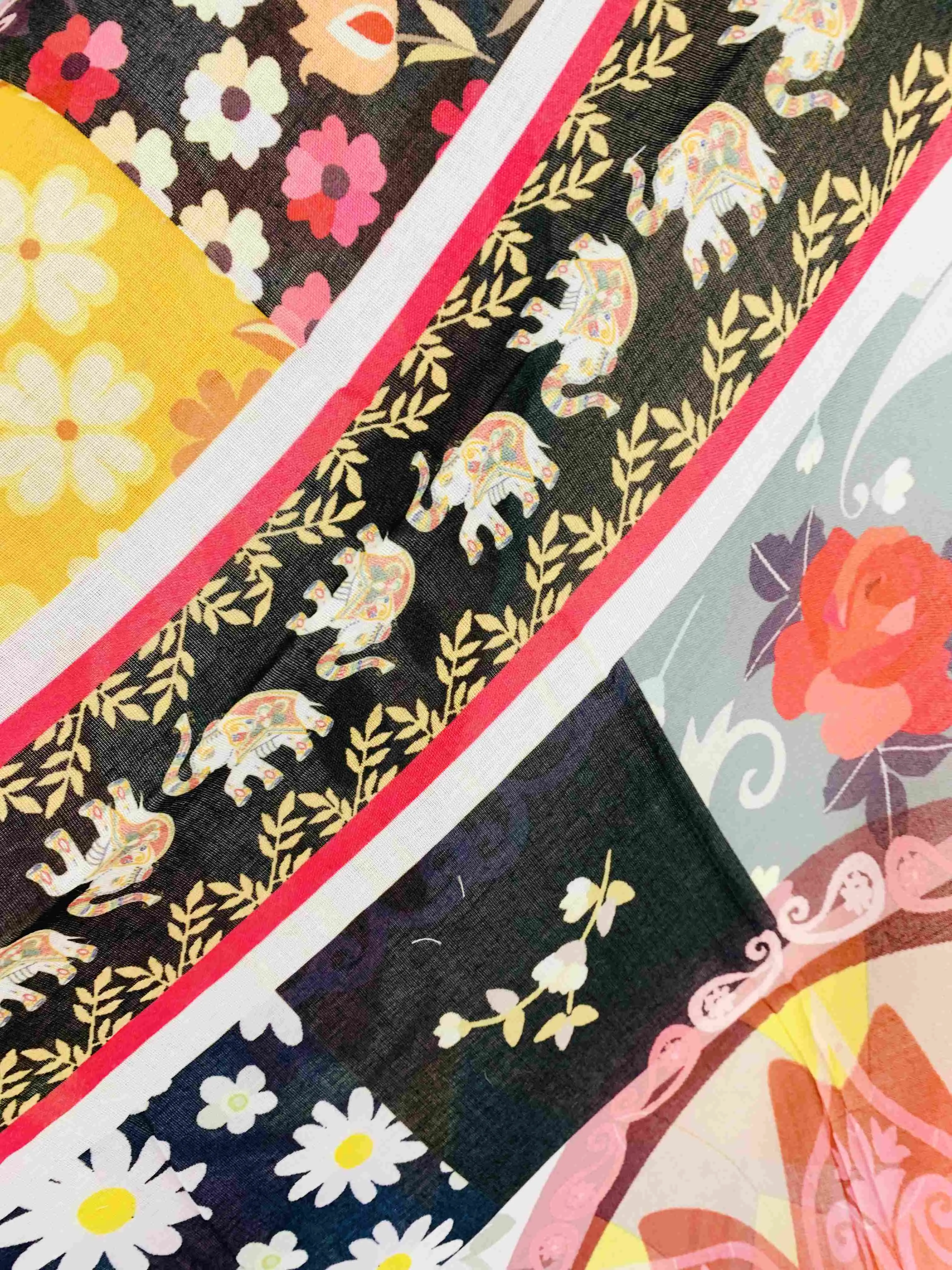 JC021129 Multicolor Elephant Ethnic Scarf