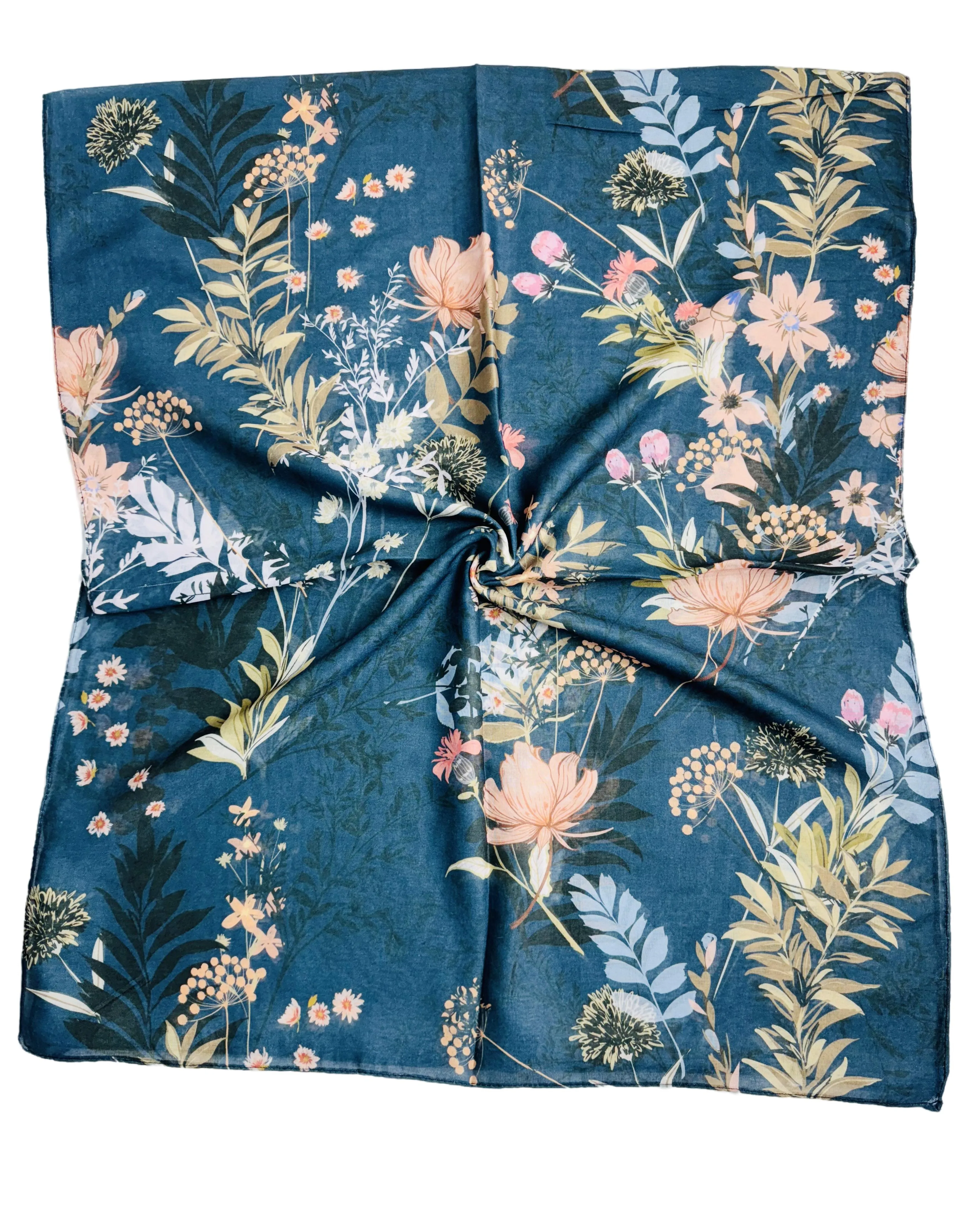 JC071153 Navy-Pink Floral Scarf