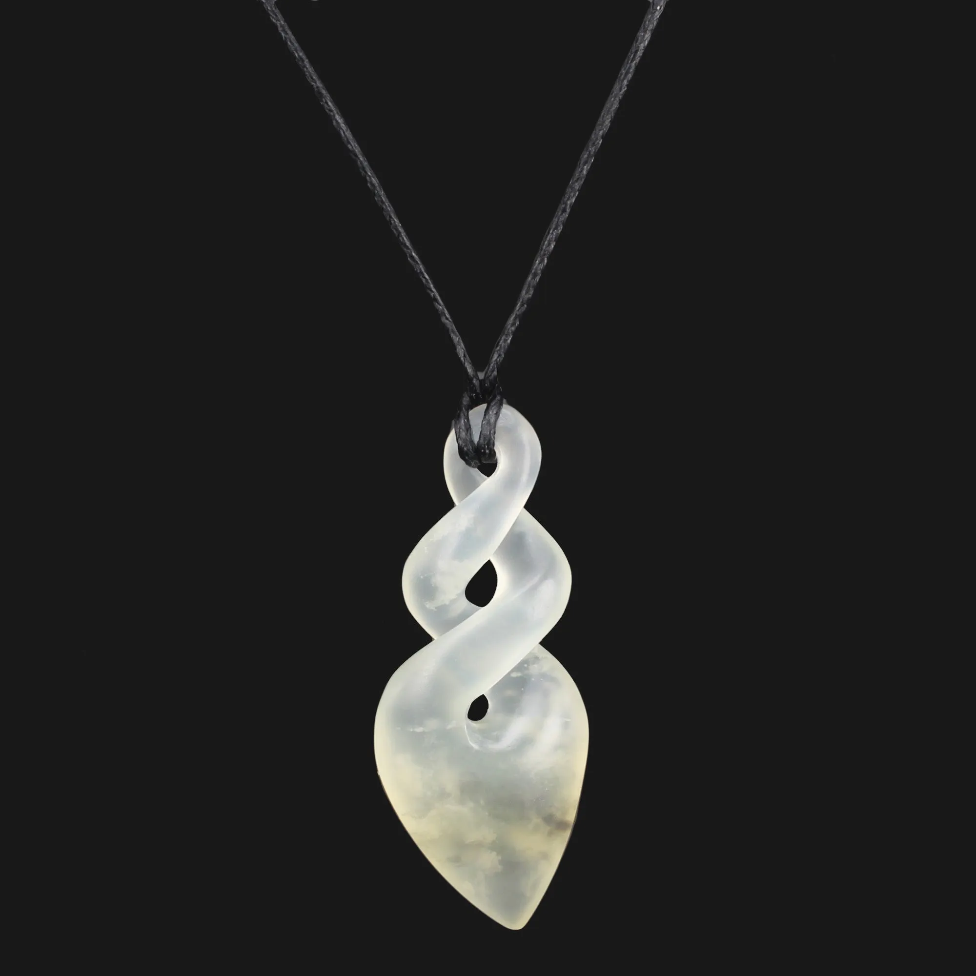 Maori Double Twist / Pikorua / Infinity White Flower Jade Necklace, Handmade Exquisite Design for Special Occasions One-of-a-Kind NZ Jewelry