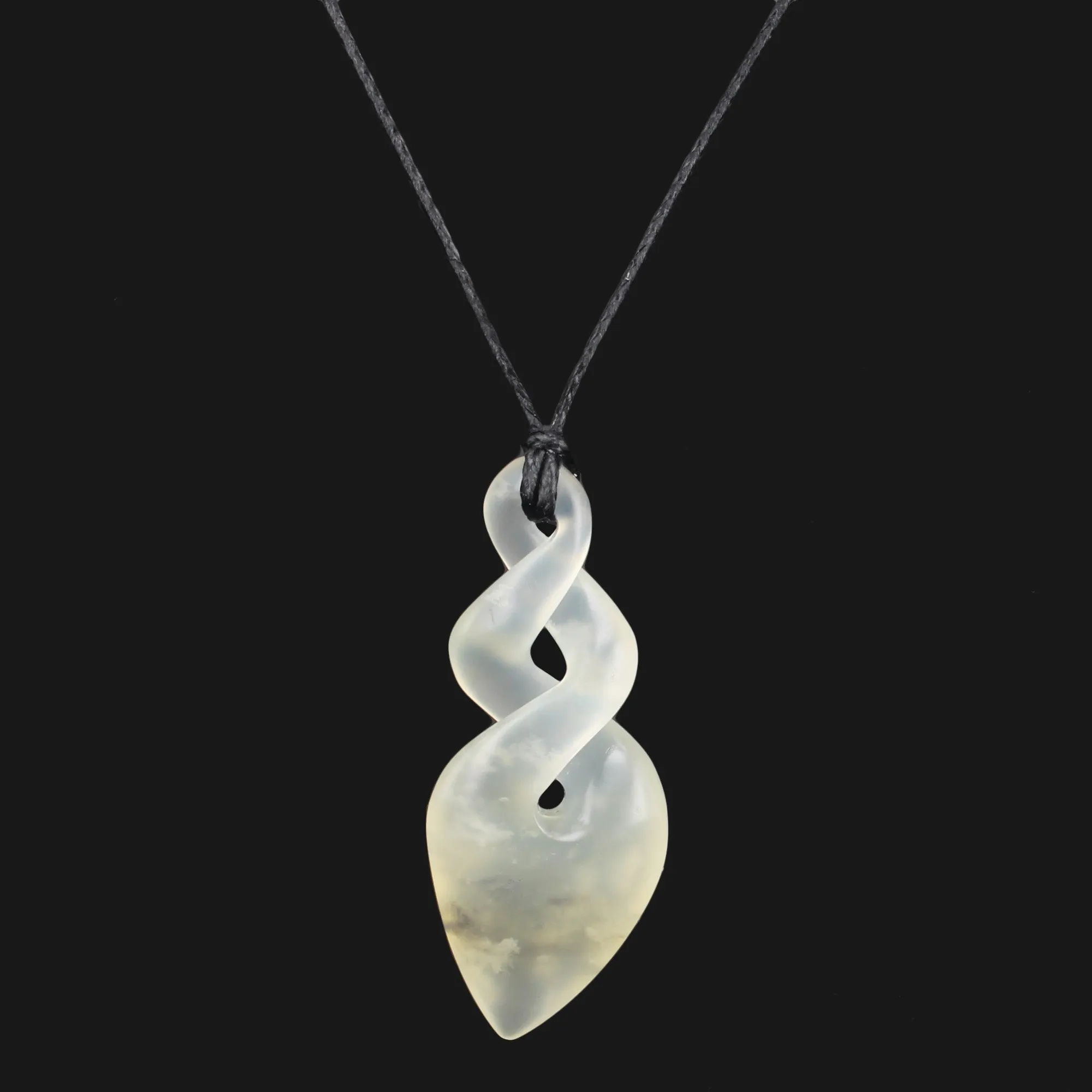 Maori Double Twist / Pikorua / Infinity White Flower Jade Necklace, Handmade Exquisite Design for Special Occasions One-of-a-Kind NZ Jewelry