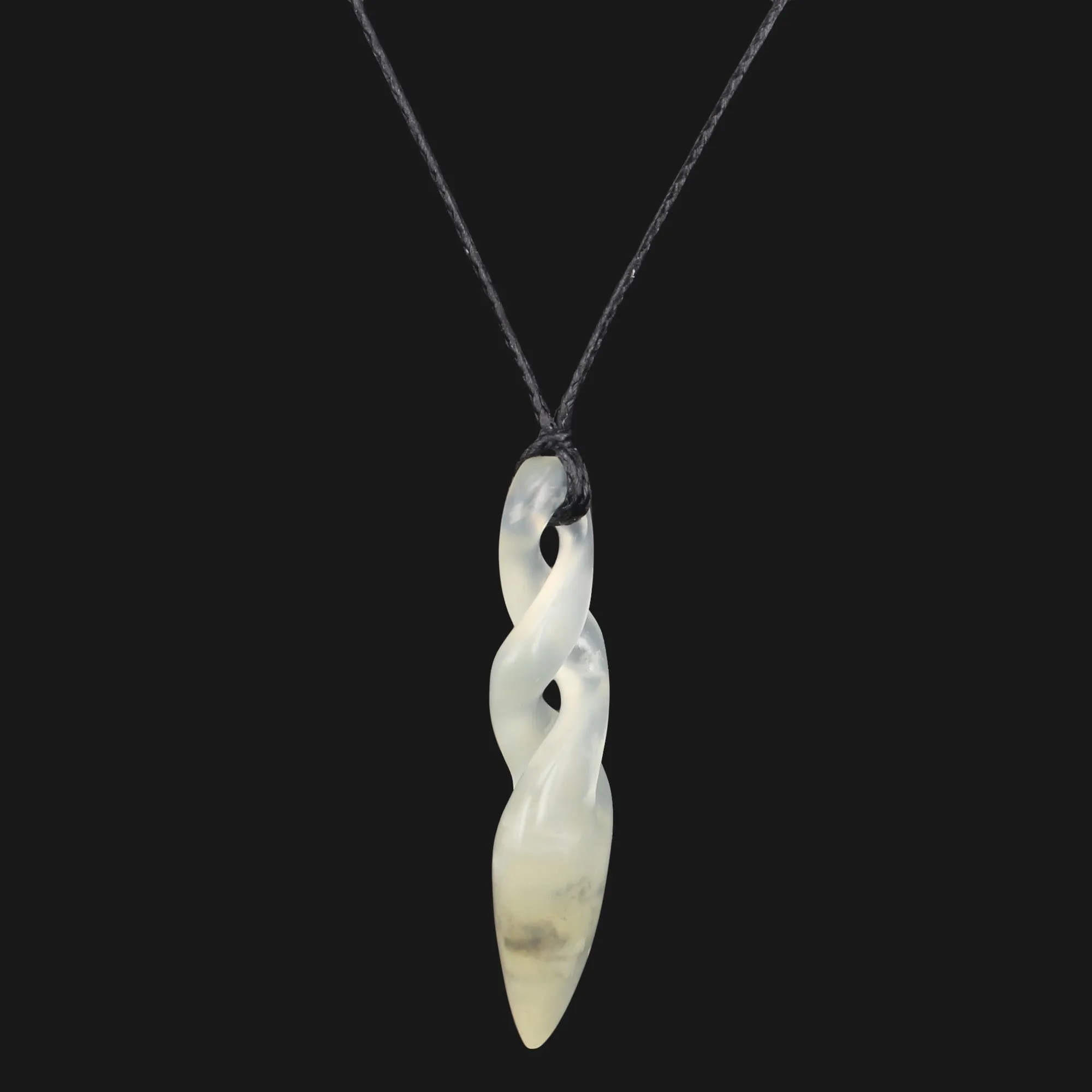 Maori Double Twist / Pikorua / Infinity White Flower Jade Necklace, Handmade Exquisite Design for Special Occasions One-of-a-Kind NZ Jewelry