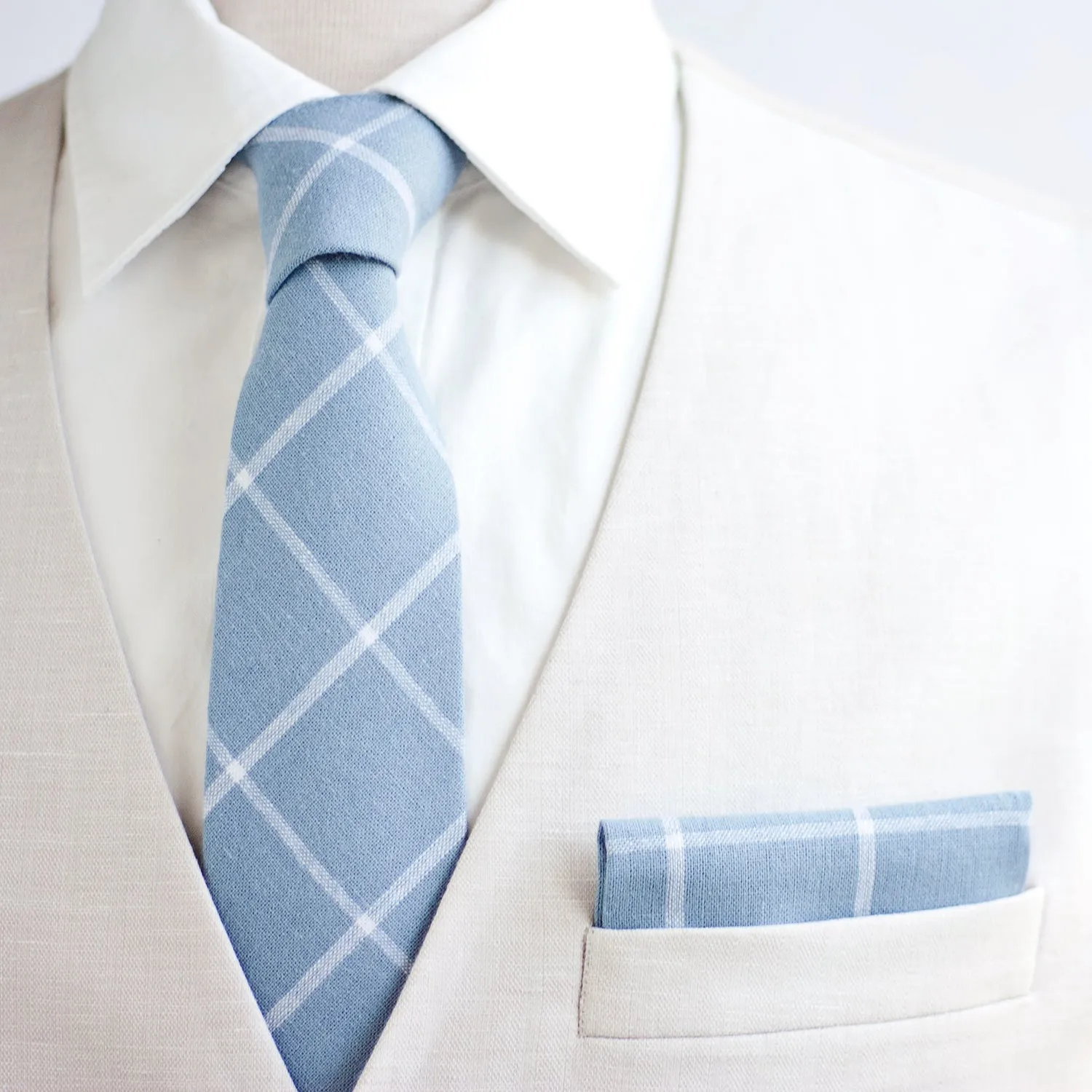 Men's Freestyle Self-Tie Bow Tie / Chambray Linen Window Pane