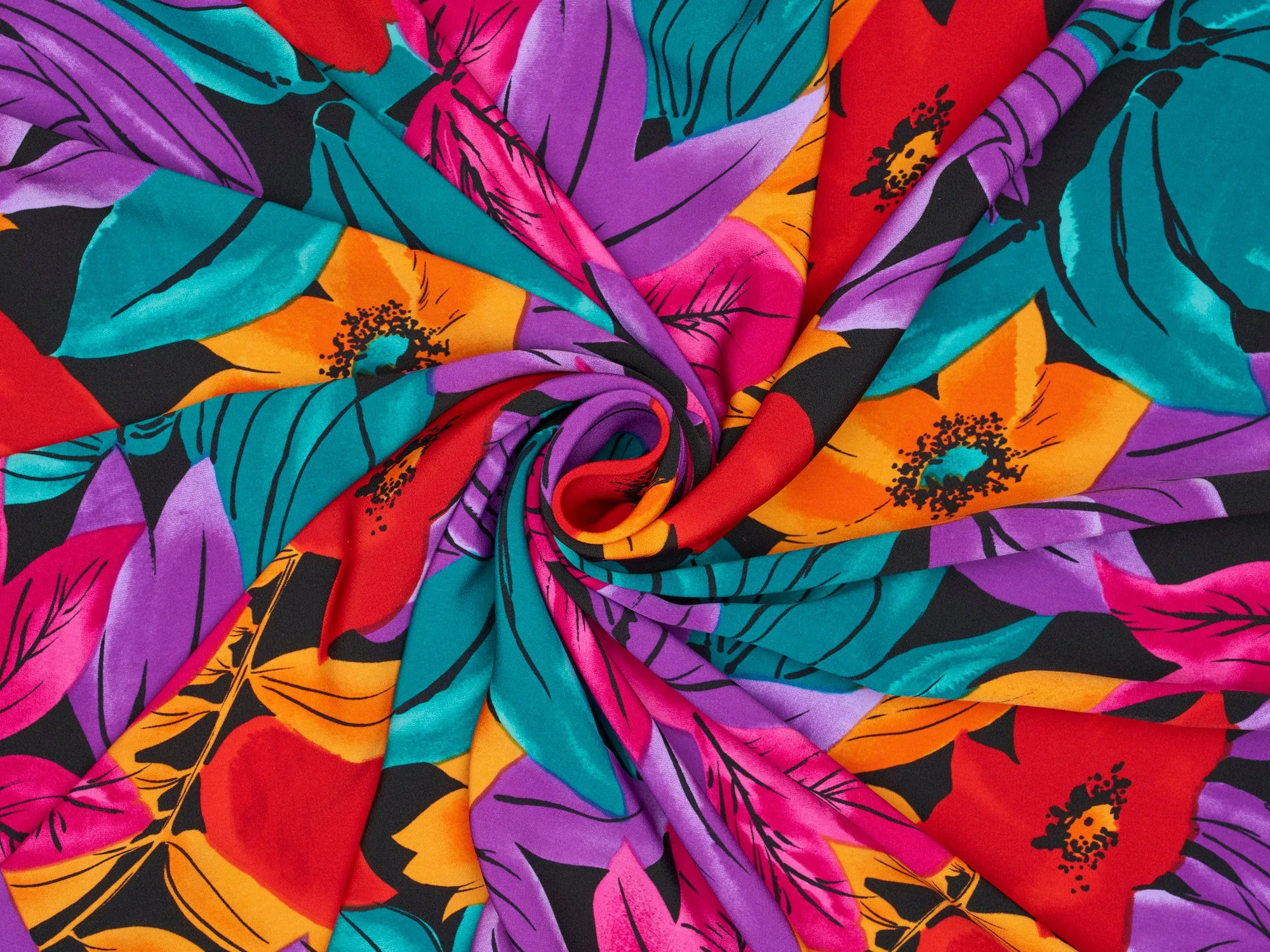 Peachskin  fabric by the yard -   Colorful floral tropical print