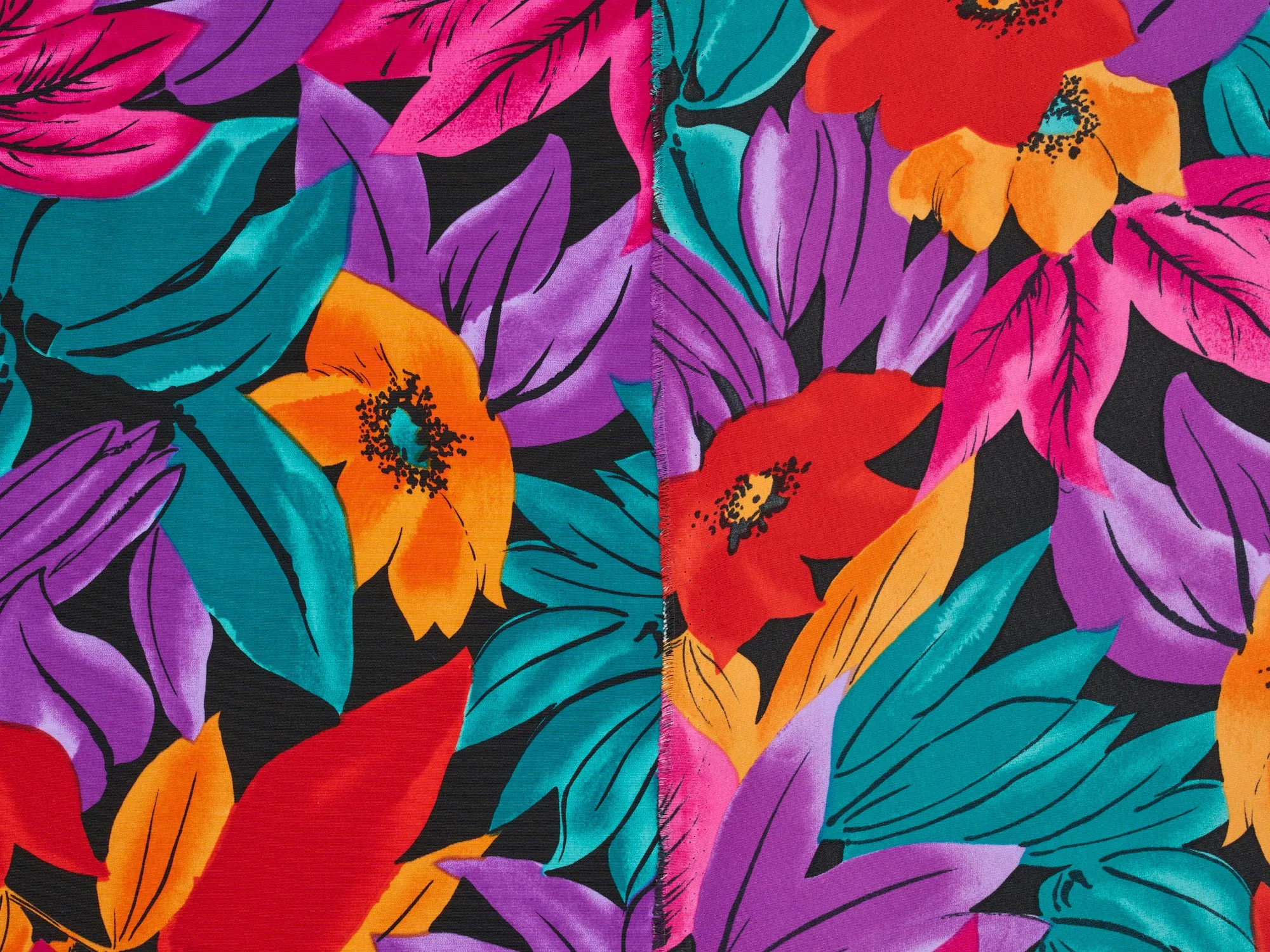 Peachskin  fabric by the yard -   Colorful floral tropical print