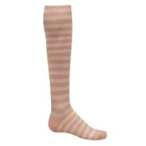 Pink and White Mini Hoop Striped Athletic Knee High Socks (Medium)