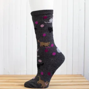Red Maple Cat Pattern Alpaca Socks