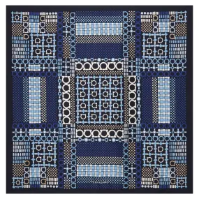 Salvatore Ferragamo Scarf Navy Gancini - Twill Silk Foulard - 2024 Collection SALE