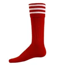 Striker Red and White Cuff Athletic Knee High Socks (Large)