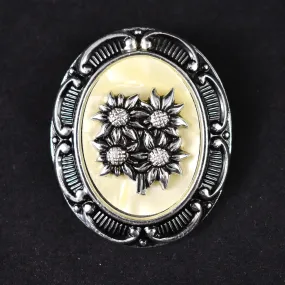 Sunflower Cameo Vintage Scarf Clip