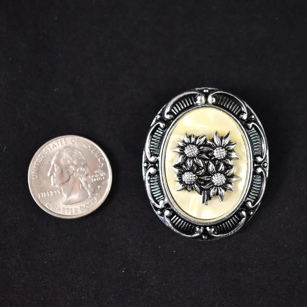 Sunflower Cameo Vintage Scarf Clip