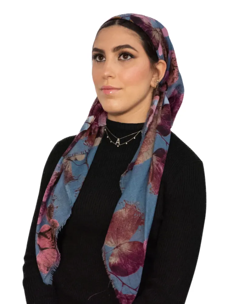 Tie Ur Knot Denim Floral Splatter Square Scarf
